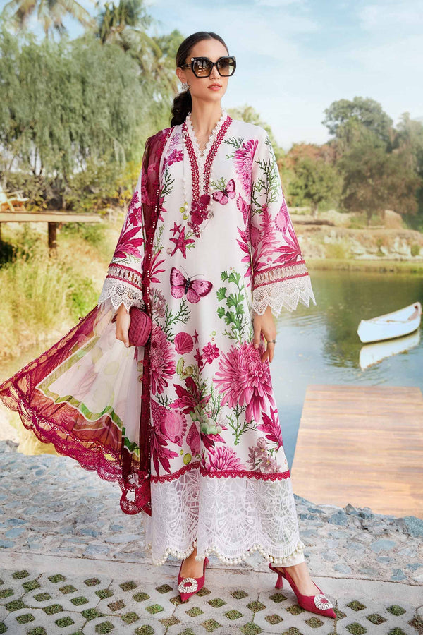 Elegant Magenta Bloom Embroidered Lawn Suit