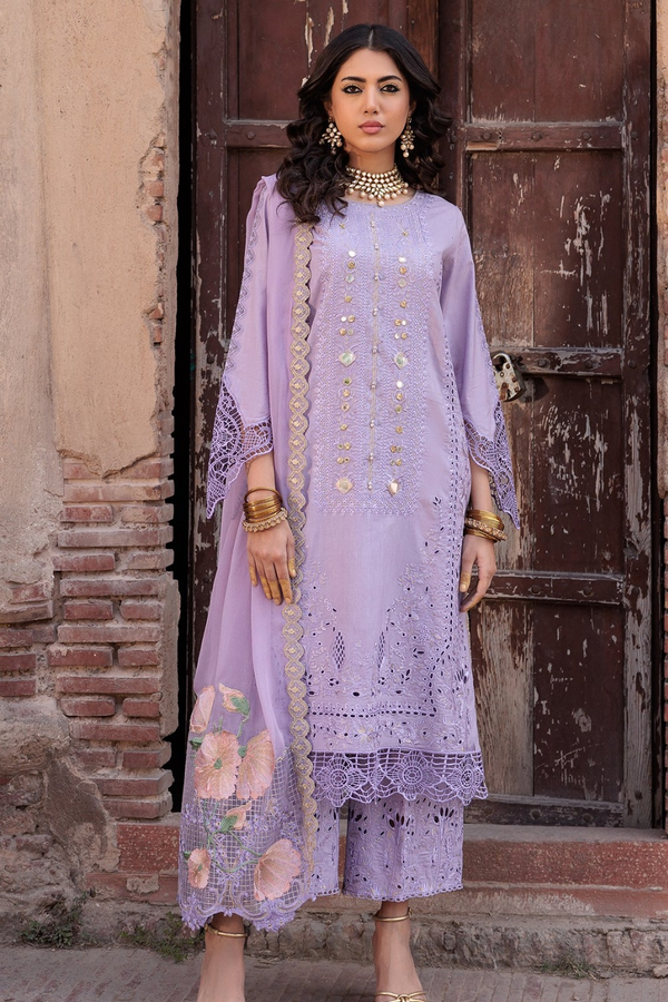 CHARIZMA | CHIKANKARI LAWN | UNSTITCH | 3PC | SI - F - 6034 - SOFT PURPLE